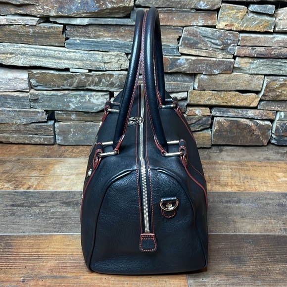 MCM Boston Bag In Black & Red Leather With Silver Hardware 🔥 - Picture 7 of 17